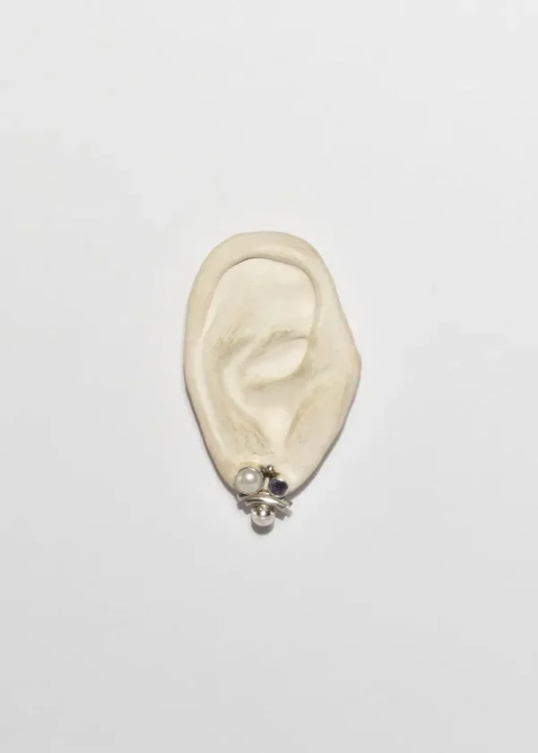 Abstract Amethyst Pearl Earrings