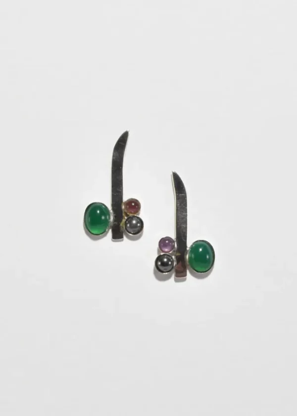 Abstract Multi Stone Earrings