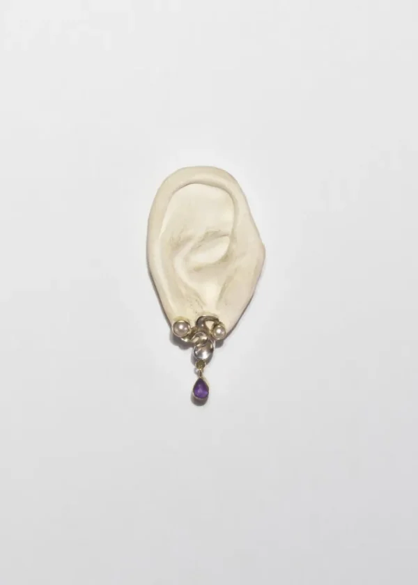 Abstract Pearl Amethyst Earrings