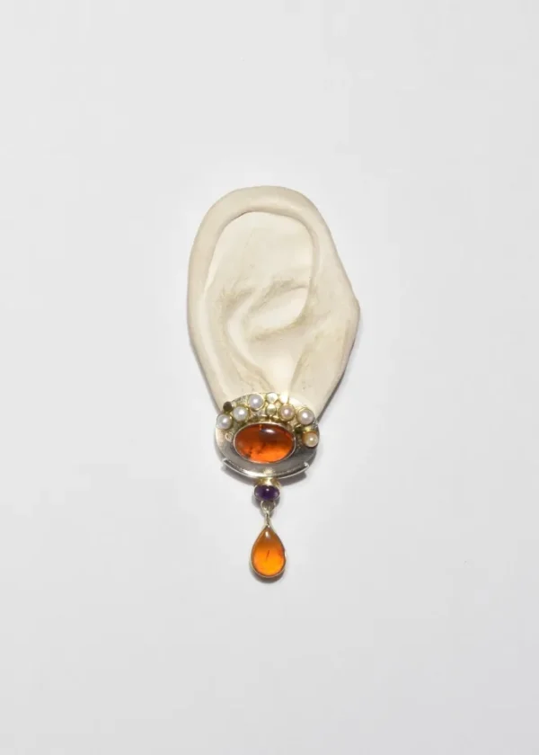 Amber Amethyst Pearl Earrings