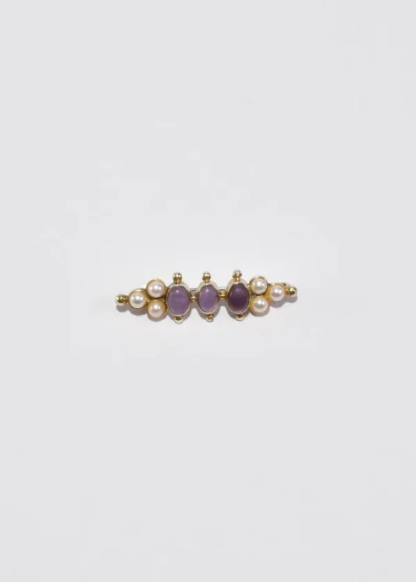 Amethyst Pearl Brooch