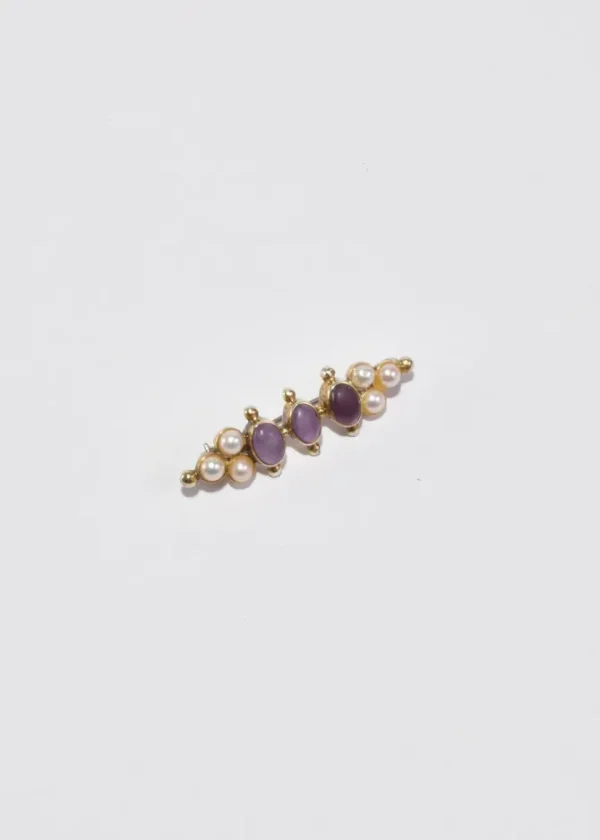 Amethyst Pearl Brooch