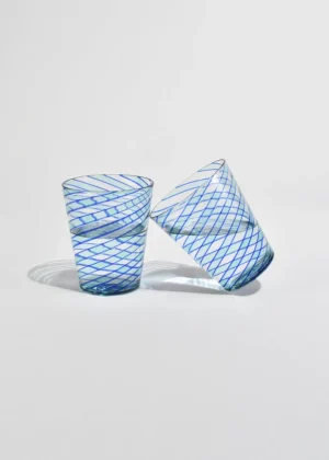 Blue Spiral Glass Tumblers