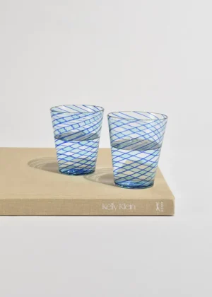 Blue Spiral Glass Tumblers