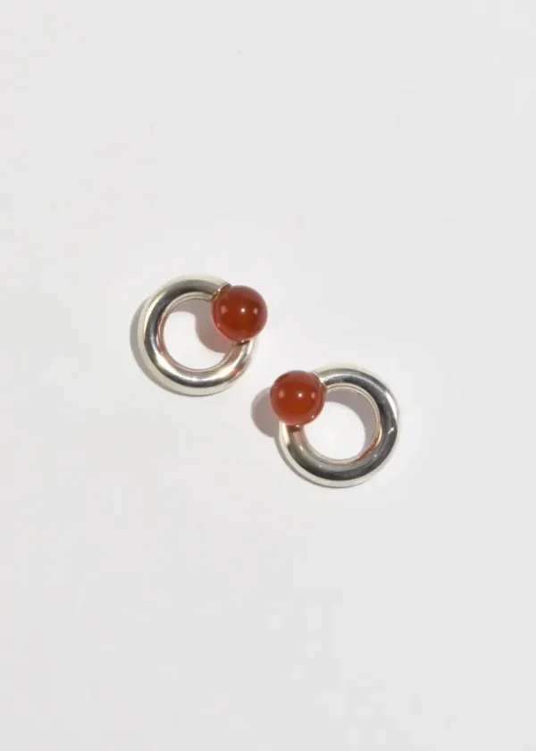 Carnelian Circle Earrings