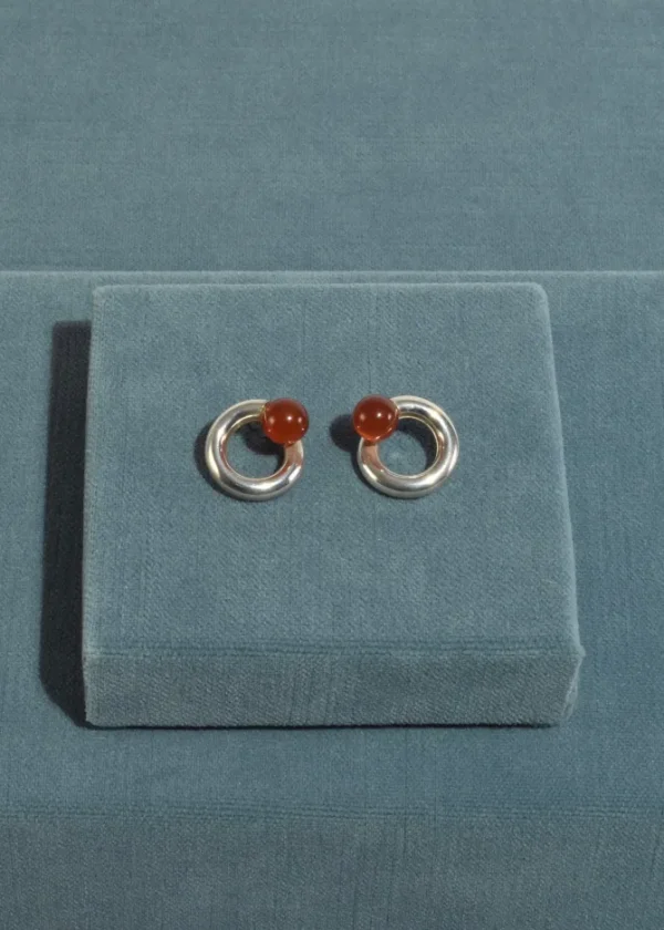 Carnelian Circle Earrings