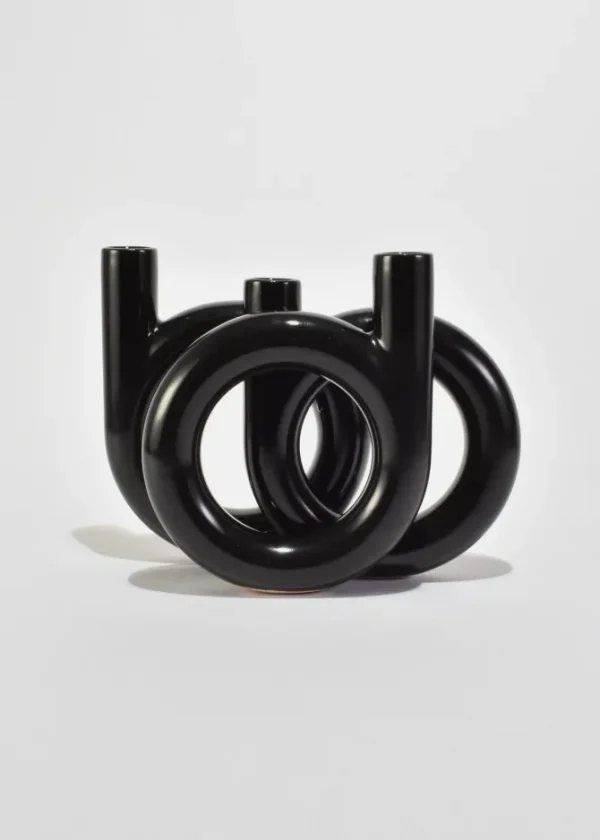 Circular Black Ceramic Vase