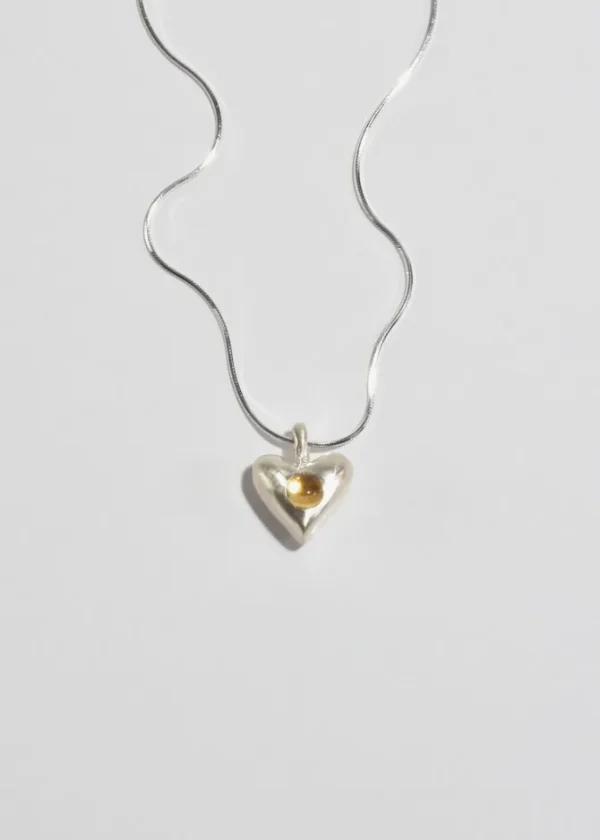 Citrine Heart Pendant Necklace