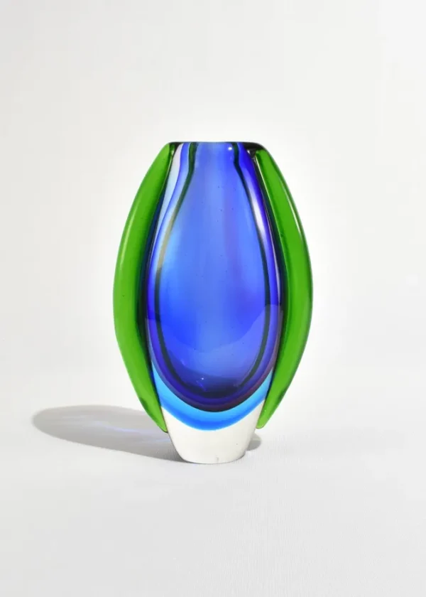 Cobalt and Green Italian Vase