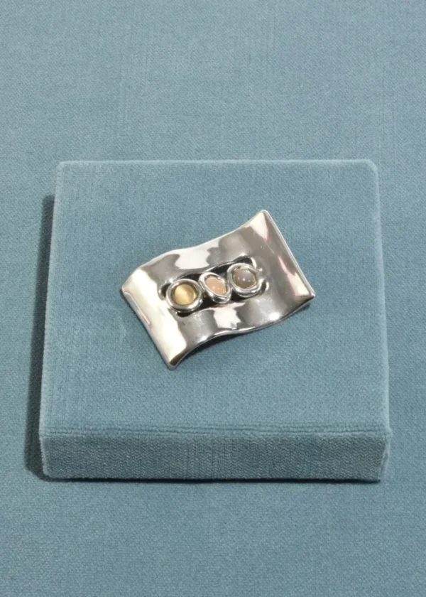 Curved Moonstone Brooch