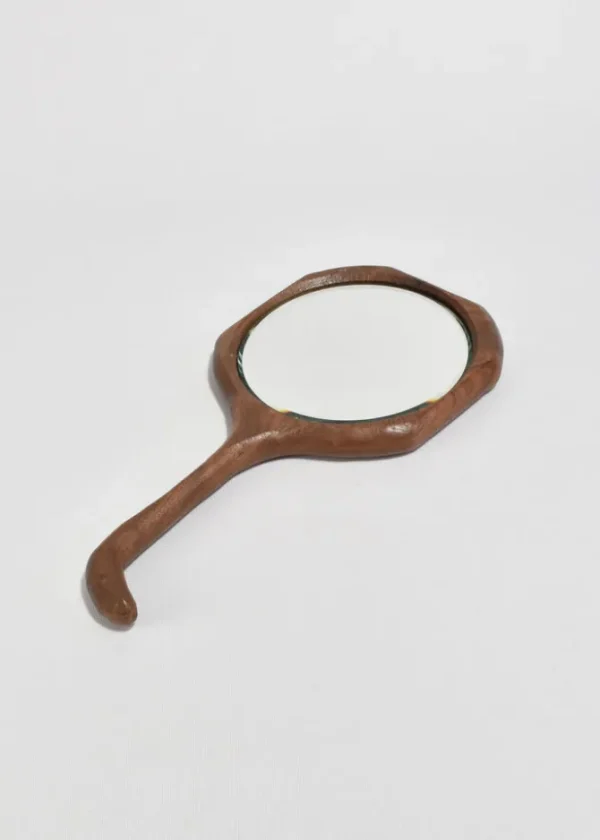 Curved Wooden Hand Mirror