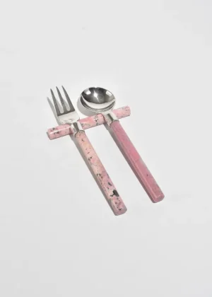Cutlery Rest Set in Pink Rhodonite