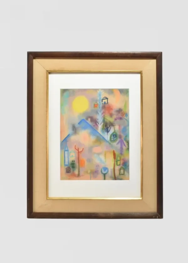 Figural Pastel Composition, Framed