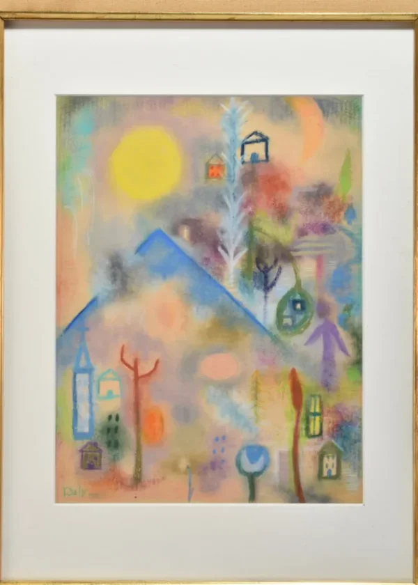 Figural Pastel Composition, Framed
