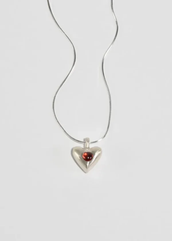 Garnet Heart Pendant Necklace