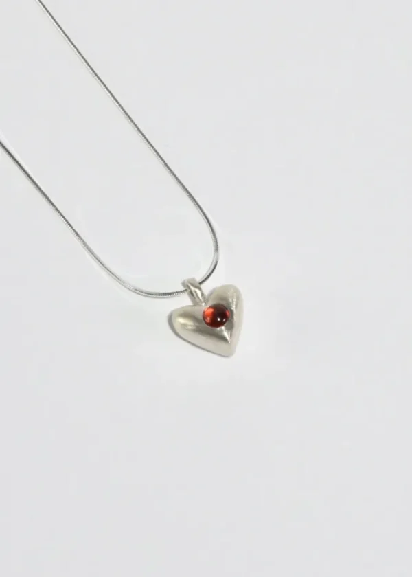 Garnet Heart Pendant Necklace