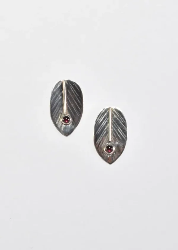 Garnet Leaf Earrings