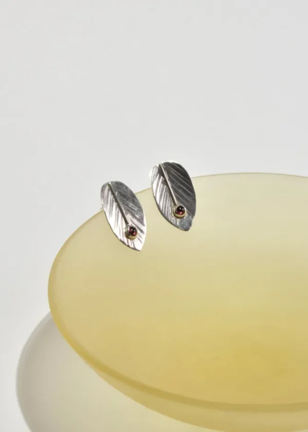 Garnet Leaf Earrings
