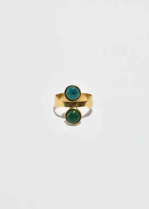 Gold Malachite Turquoise Ring