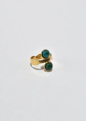 Gold Malachite Turquoise Ring