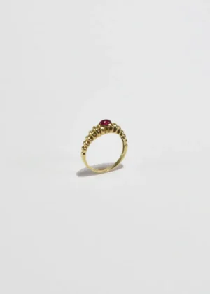 Gold Ribbed Ruby Ring