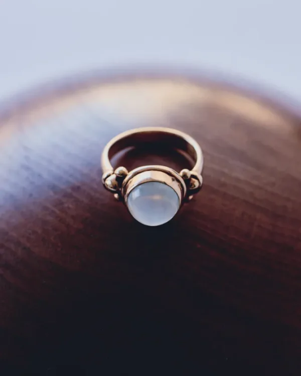 Gold Round Moonstone Ring