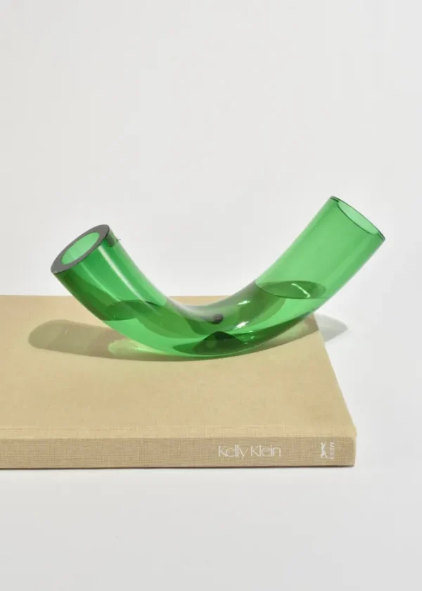 Green Glass Curved Vase