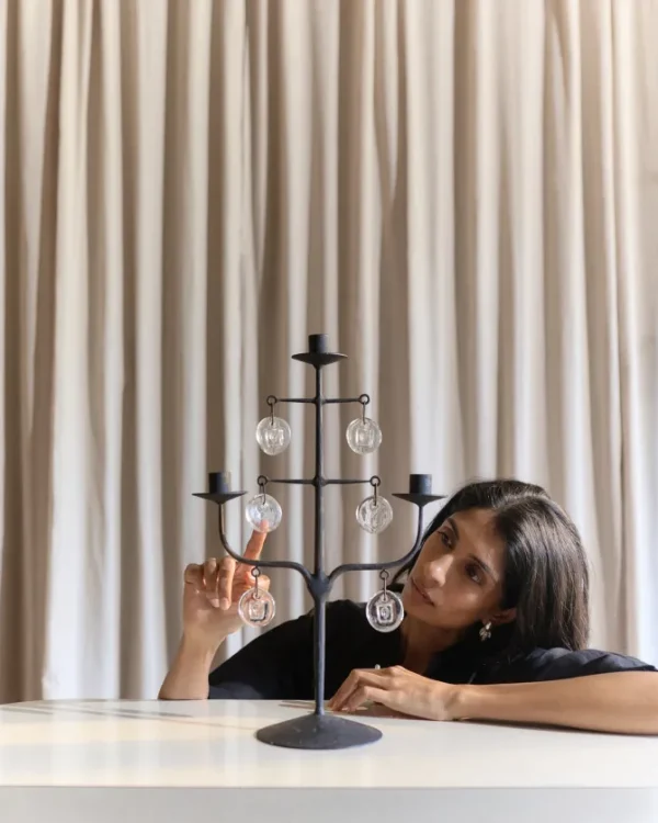 Iron and Glass Candelabra By Erik Höglund