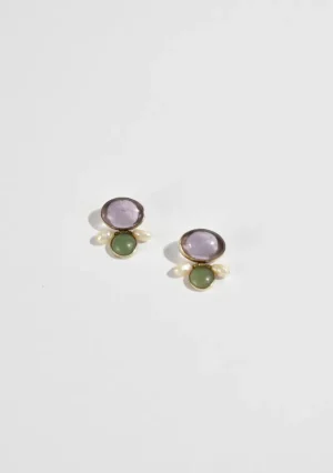Jade Amethyst Pearl Earrings