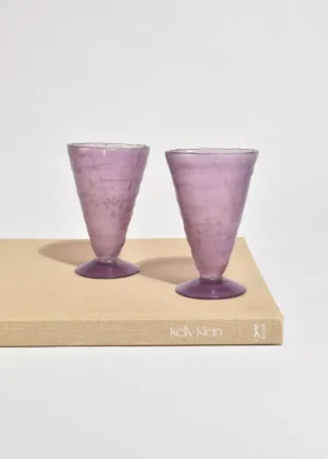 Lavender Stemmed Glass Set