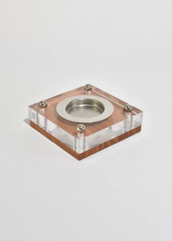 Lucite and Wood Ashtray