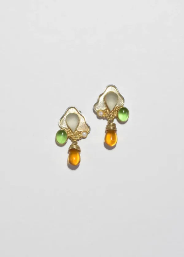 Modernist Multi Stone Earrings