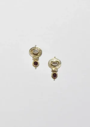 Moonstone Garnet Earrings