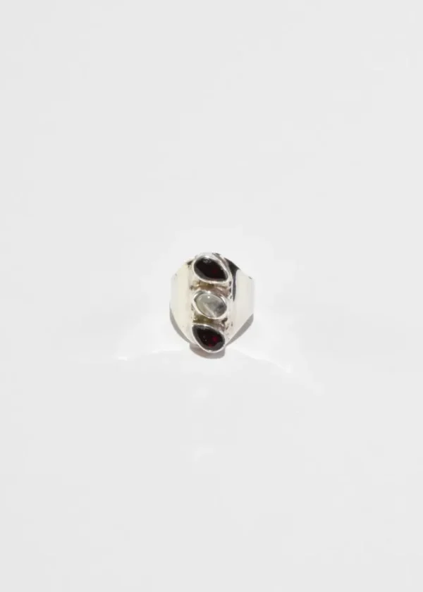 Moonstone Garnet Ring
