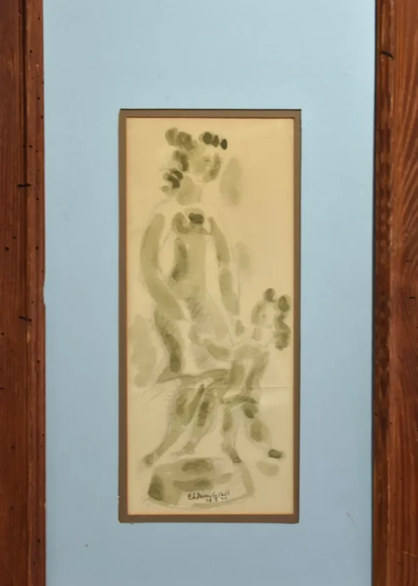 Mother and Child Lithograph, Framed