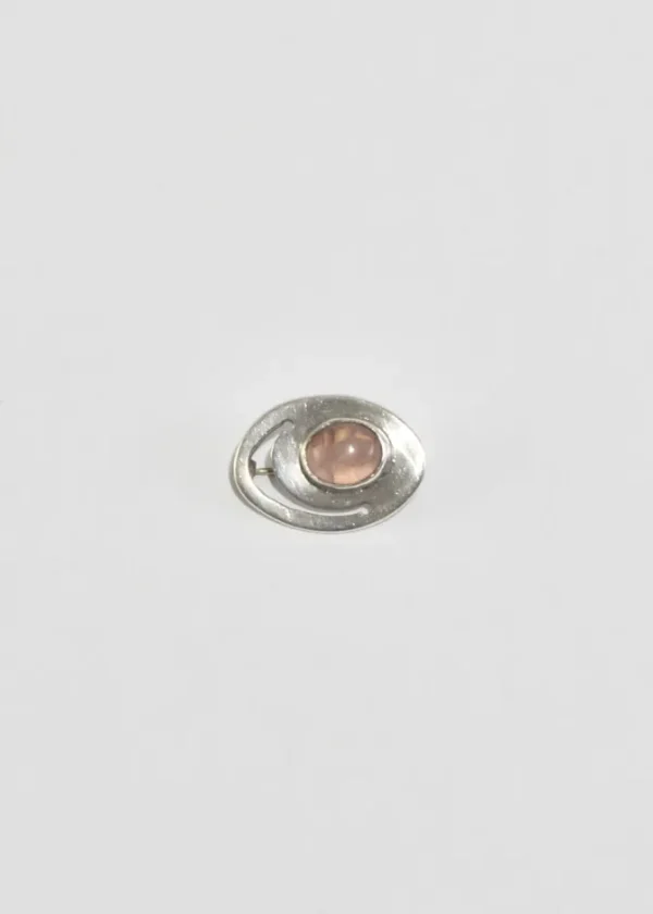 Oval Rose Quartz Brooch