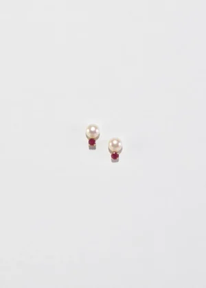Petite Ruby Pearl Earrings