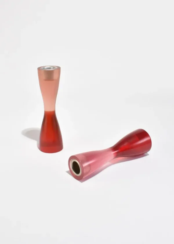 Pink and Red Resin Candleholder Set