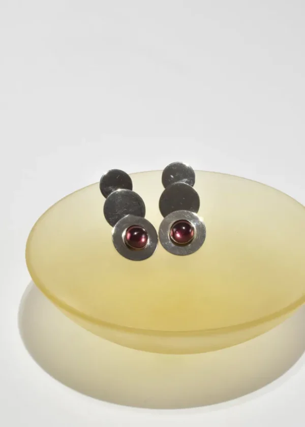 Pink Glass Disc Earrings