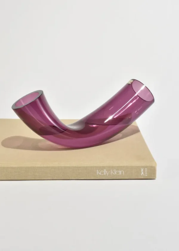 Purple Glass Curved Vase