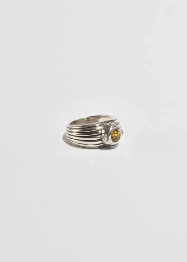 Ribbed Citrine Ring