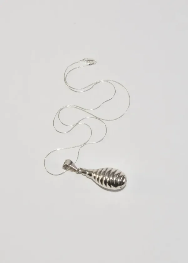 Ribbed Perfume Bottle Pendant Necklace