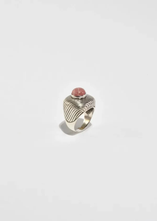 Ribbed Rose Quartz Ring