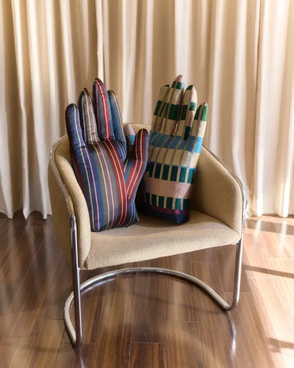 Right Hand Pillow in Striped Silk