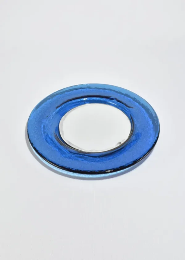 Round Blue Glass Mirror