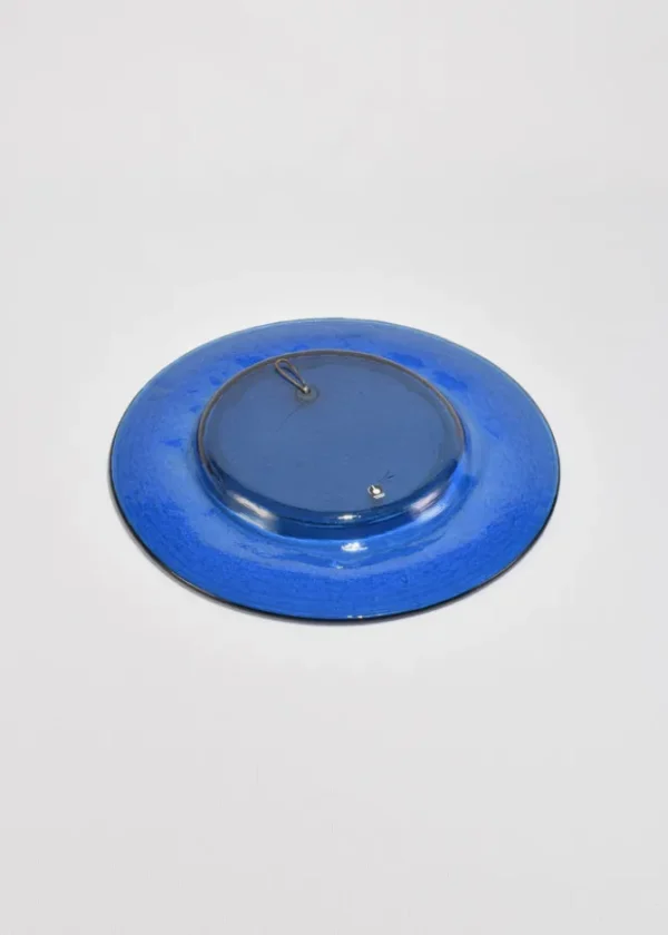 Round Blue Glass Mirror