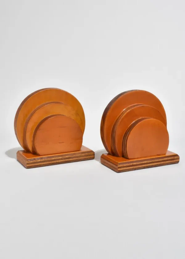 Rounded Wooden Bookends