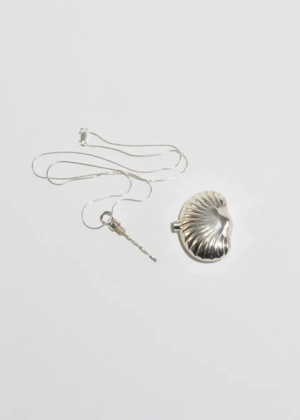 Scallop Shell Perfume Bottle Pendant Necklace