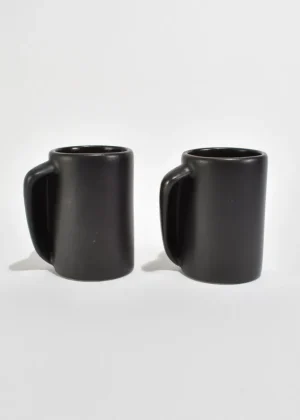 Sculptural Black Mug Set