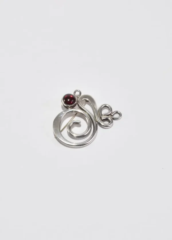 Sculptural Garnet Brooch